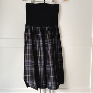 Theory Tube Top Dark Tartan Dress